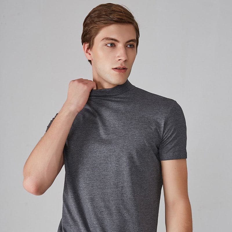 Soldes du Nouvel An 2024 T-shirt slim à col montant pour homme