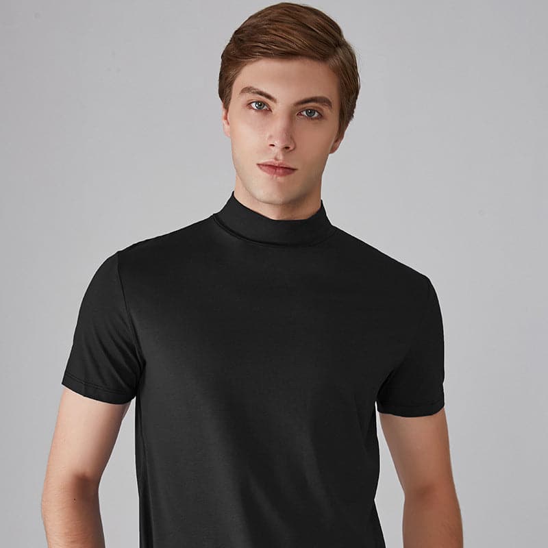 Soldes du Nouvel An 2024 T-shirt slim à col montant pour homme