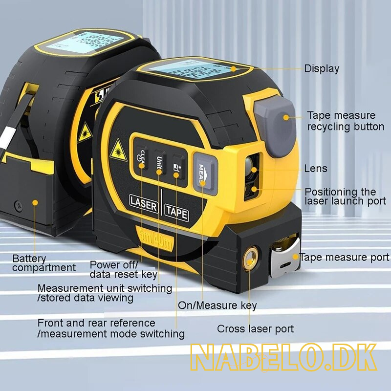 Muspro™ InfralaserTape - Ruban à mesurer laser infrarouge 3-en-1