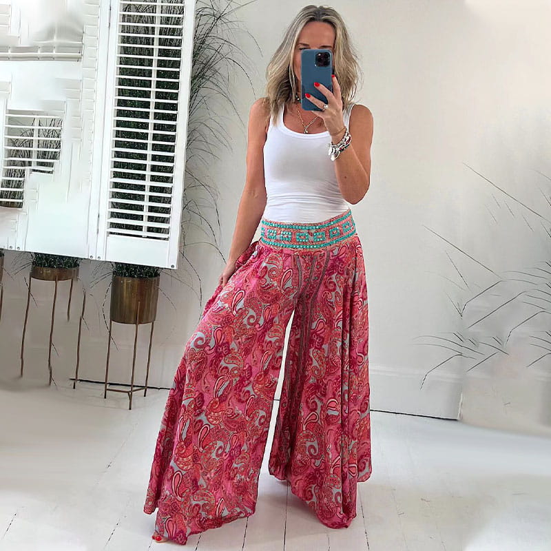 BohoChic™ Élégance Éthnique: Pantalon Léger Paisley